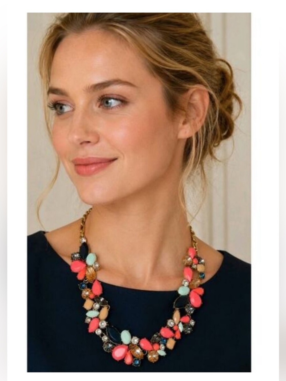 J. Crew Crystal Jeweled Cluster Collar Statement Necklace
